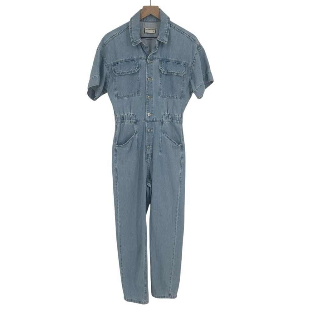 Free People‎ x We the Free Marci Denim Jumpsuit Womens Small Blue Coverall